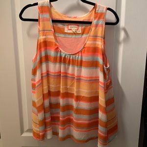 Anthropologie orange stripe layered tank